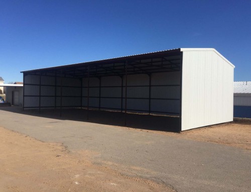 3 Sided White Pole Barn