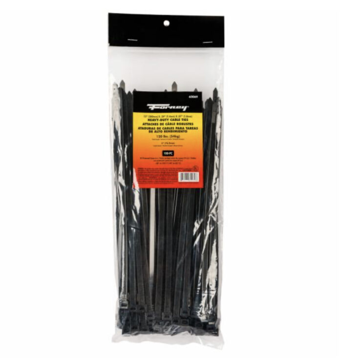 Cable Ties, 12" Black Heavy-Duty, 100-Pack